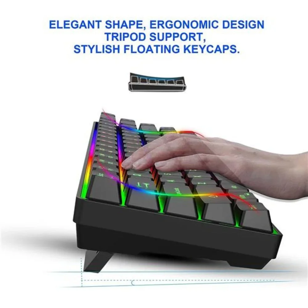 60% Wireless Gaming Keyboard and Mouse Combo,LED Backlit Rechargeable 2000mAh